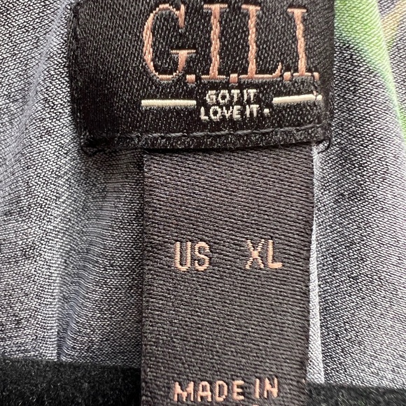 G.I.L.I. Floral Slit Tropical Black Pink Maxi Shift Dress Women’s XL - Picture 7 of 13